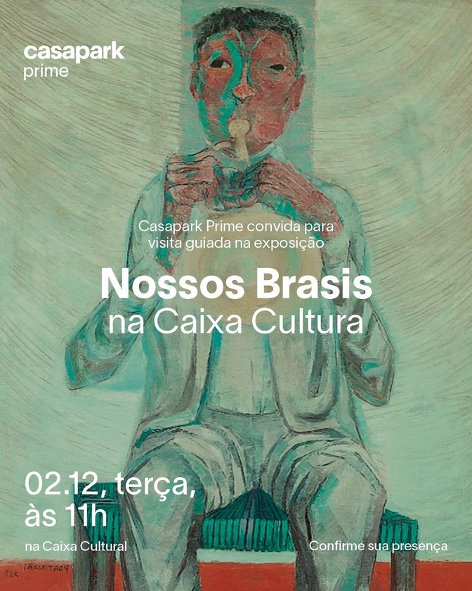 Convite para a visita guiada da exposição "Nossos Brasis" Macaque in the trees