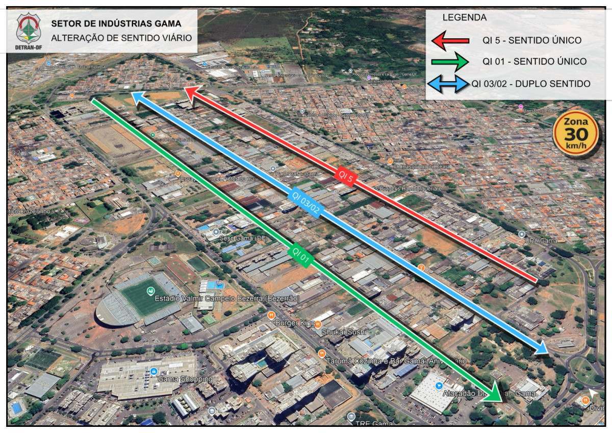 Detran‑DF altera tr&acirc;nsito no Gama