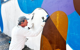 Muro ganha revitaliza&ccedil;&atilde;o visual de artista em Valinhos