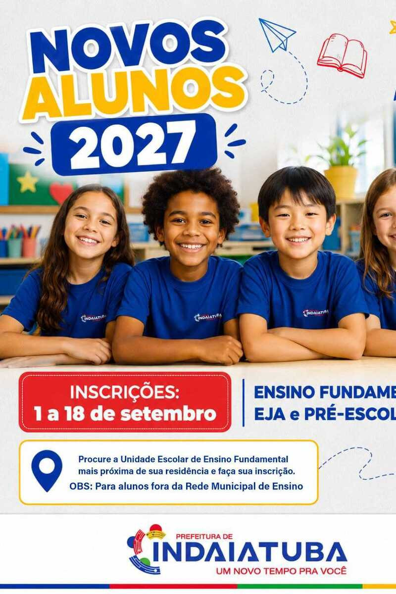 Educa&ccedil;&atilde;o abre inscri&ccedil;&otilde;es para novos alunos da rede em 2027