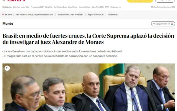 Imprensa internacional repercute sess&atilde;o do STF sobre Moraes: "Crise"