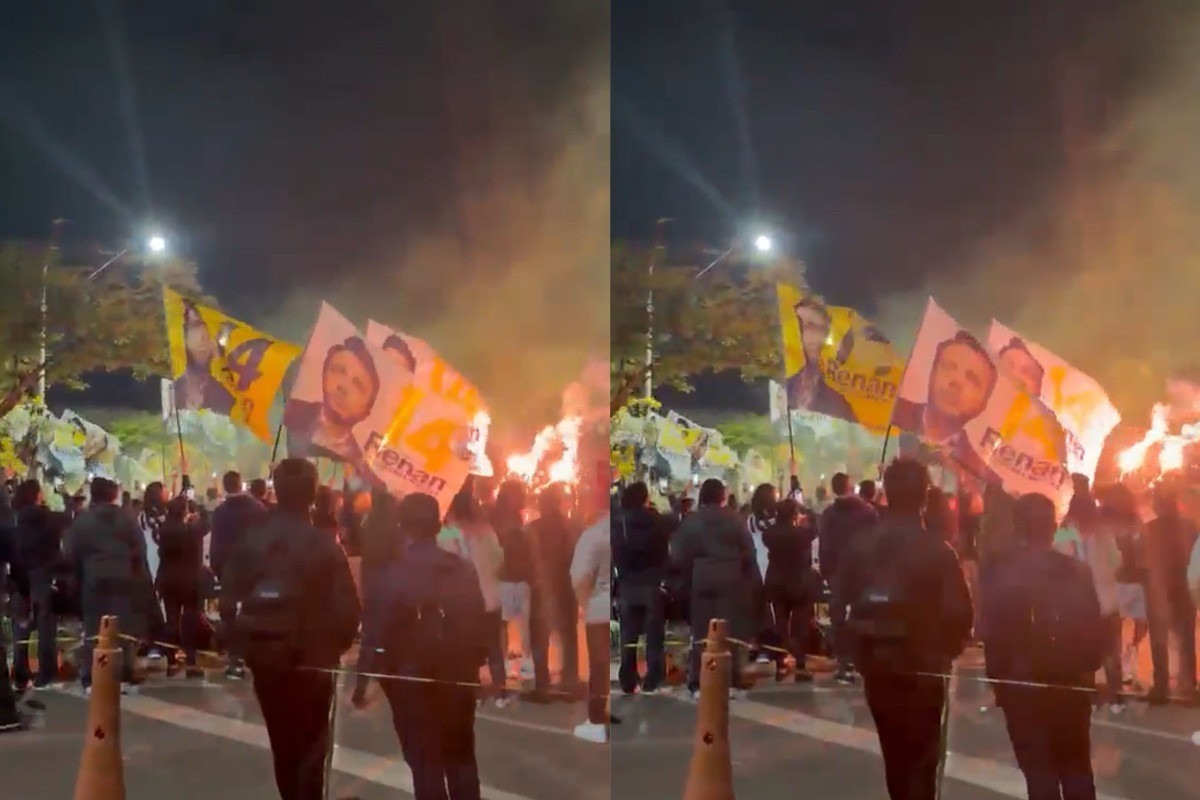 Ato pol&iacute;tico com Renan Santos tem queima de fogos proibida por lei, prejudica aulas e gera revolta na PUC-Campinas