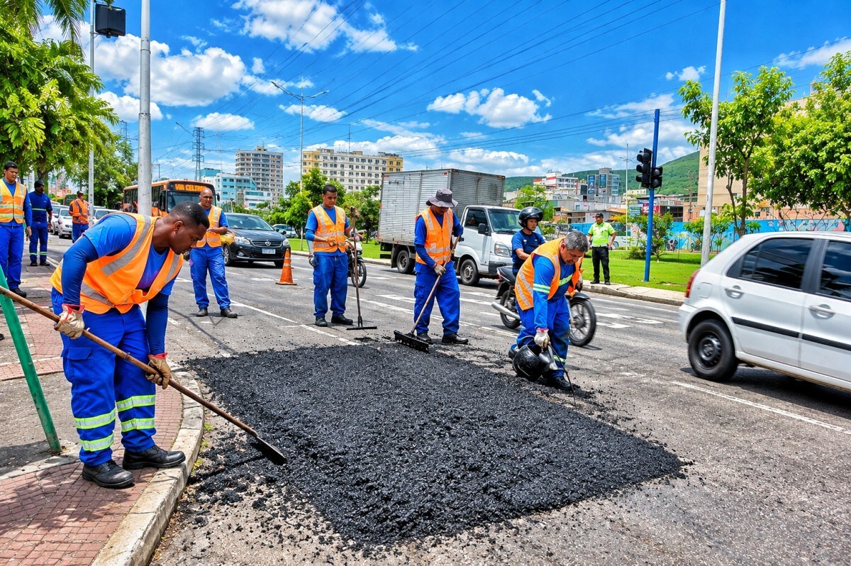 Opera&ccedil;&atilde;o Tapa-Buracos age em Nova Igua&ccedil;u depois das chuvas