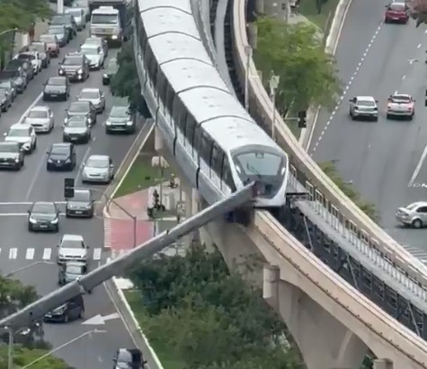 Guindaste cai sobre monotrilho e &eacute; atingido por trem em S&atilde;o Paulo